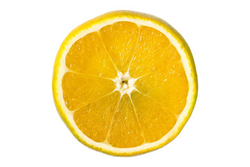 Fresh sliced yuzu citrus fruit, topview and isolated