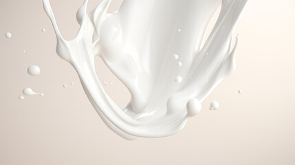Éclaboussure de lait animal ou végétal sur fond neutre, coloré. Produit laitier, crème liquide. Nourriture, boisson. Pour conception et création graphique. 
