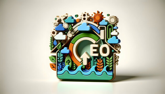 3d flat icon as Eco Anomaly An advertisement focusing on the eco anomaly of El Ni?o with abstract environmental motifs. in financial growth and innovation abstract theme with isolated white background
