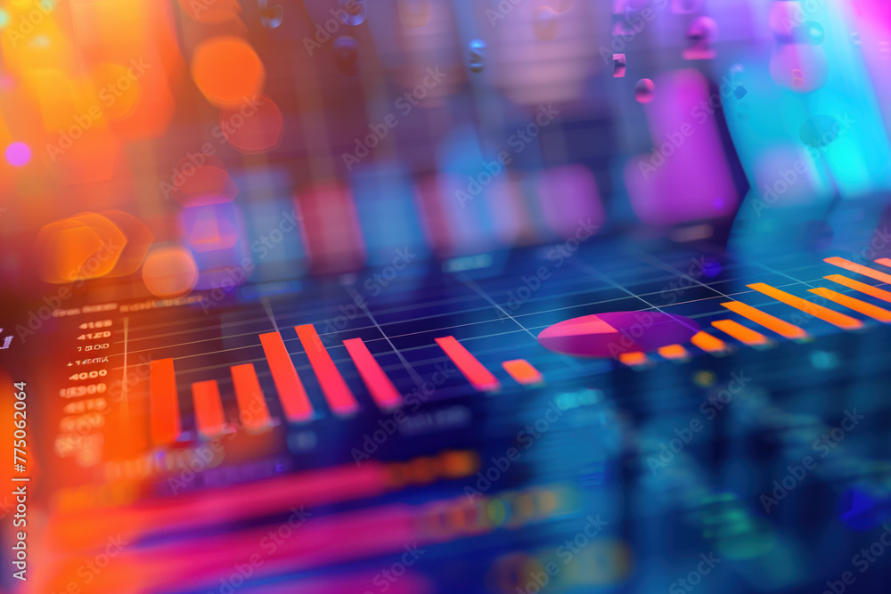 Poster abstract colorful background with graphs and lights. slide background for a presentation on marketin