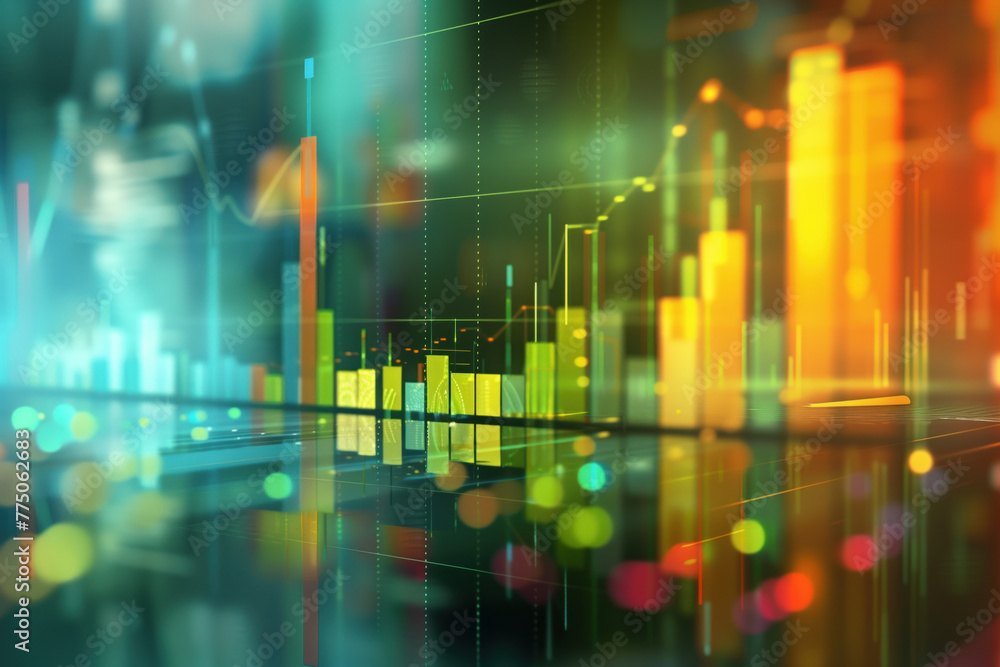 Poster abstract colorful background with graphs and lights. slide background for a presentation on marketin