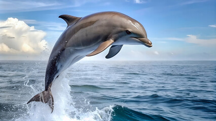 Dolphin jumping out of water 