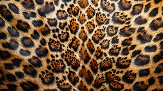 Leopard fur texture pattern, wild animal print design. Generative ai