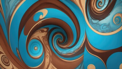 Brown and blue wallpaper with a colorful swirl