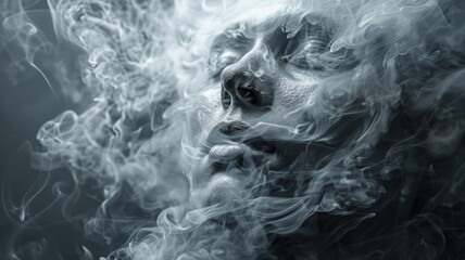 Smoke-created monstrous face - obrazy, fototapety, plakaty