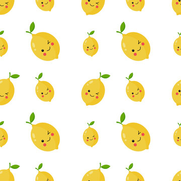 Bright summer lemon fruit seamless pattern background with flowers, leaves, and blossoms. summer fruit.
