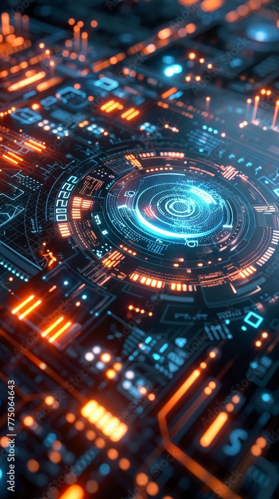 Poster a holographic display projecting dynamic data visuals in a sci-fi setting the futuristic design and 