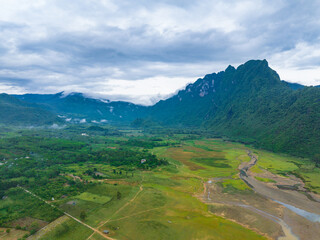 Summer lake in Oriental Guilin, Hainan, China, is burning with clouds