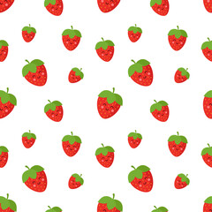 Strawberry seamless vector pattern. The repeating background with summer fruit. Use for fabric, gift wrand and packaging.