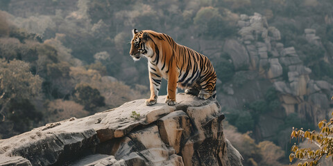 Tigre na paisagem da selva