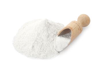 Fototapeta na wymiar Baking powder and scoop isolated on white