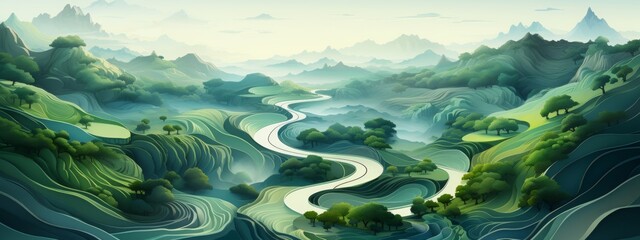 a simple winding road pathway on map abstract