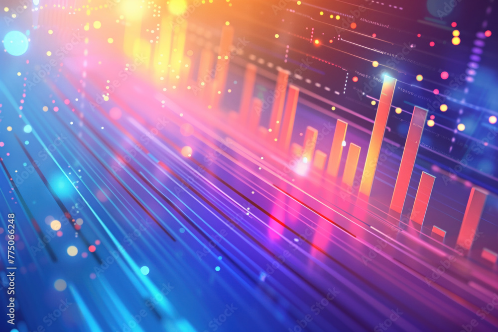 Poster abstract colorful background with graphs and lights. slide background for a presentation on marketin