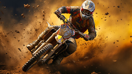 Motocross racing, Dirt track action, High-speed jumps, Dusty adrenaline, Motorbike close-ups,...