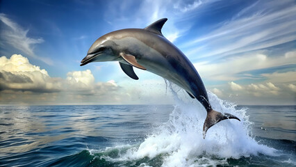 Fototapeta premium The dolphin is jumping from the sea