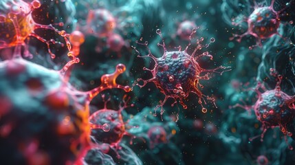 Animated illustration of a healing process within the body, with cells repairing and regenerating - obrazy, fototapety, plakaty