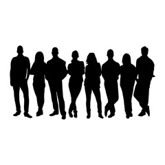 the silhouettes of people stand together, forming a diverse and dynamic group.Their outlines suggest a sense of unity and community,despite their differences. Business people set of vector silhouettes