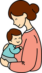 Happy Mother hugging baby illustration