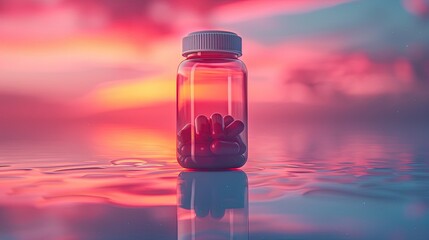 Conceptual image of a smart pill bottle reminding patients to take their medication, modern and helpful