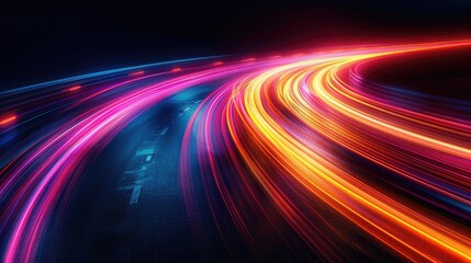 Fototapeta na wymiar Long exposure of colorful light trails on a highway at night