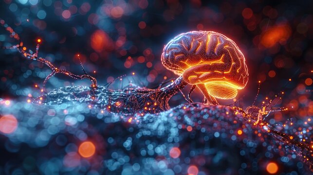 Medical concept of brain mapping and neural connections, 3D visualization