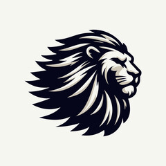 Majestic Black and White Lion Head Illustration