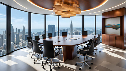 Modern office interior design and conference room layout - obrazy, fototapety, plakaty