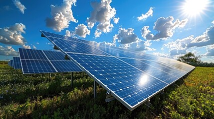 Nanotechnology improving the efficiency of solar panels, futuristic and sustainable design - obrazy, fototapety, plakaty