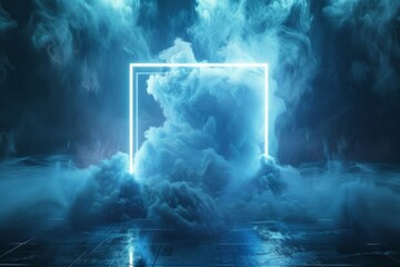 Abstract square neon background. futuristic technology