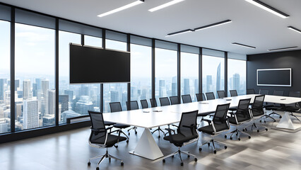 Modern office interior design and conference room layout