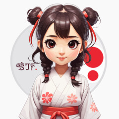 Cute Asian Girl cartoon Logo Design Very Cool