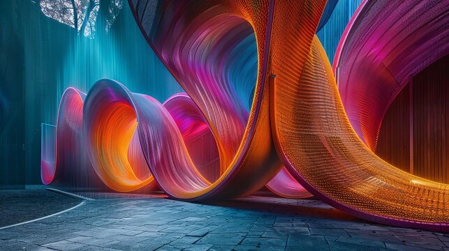 Vivid light painting swirls in surreal high res photography with sharp details and colors