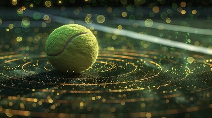 Glowing Tennis Ball with Abstract Energy Lines