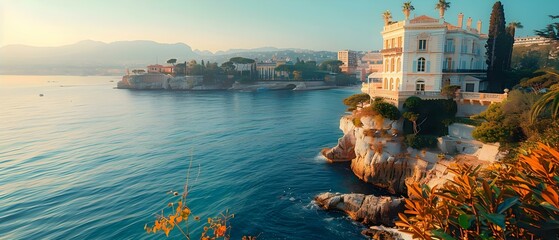 European Vacation: Enjoy a Scenic Casino on the French Riviera Coast. Concept Travel Destinations, European Vacation, French Riviera, Scenic Casino, Coastal Views