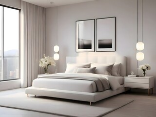 3d render of a modern bedroom in luxury comfortable hotel suite