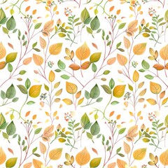 Textile pattern with a pattern of multi-colored ornate plants and leaves on a light background.
Concept: Interior decoration, textile design, decorative elements, printed materials.