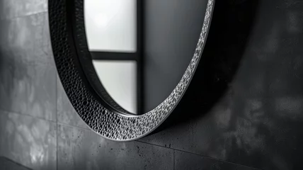 Fotobehang Close-up of a round mirror on a wall © SashaMagic