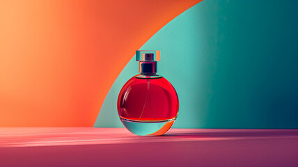 Exquisite perfume bottle captured against a clean background, presented in the highest quality. This ultra-detailed image highlights the elegance and craftsmanship of the fragrance, emphasizing its lu - obrazy, fototapety, plakaty