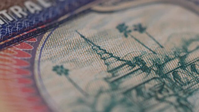 4K Myanmar Bank note close up Panning shot. Economy, Currency and Wealth concept for business and trade in Yangon 