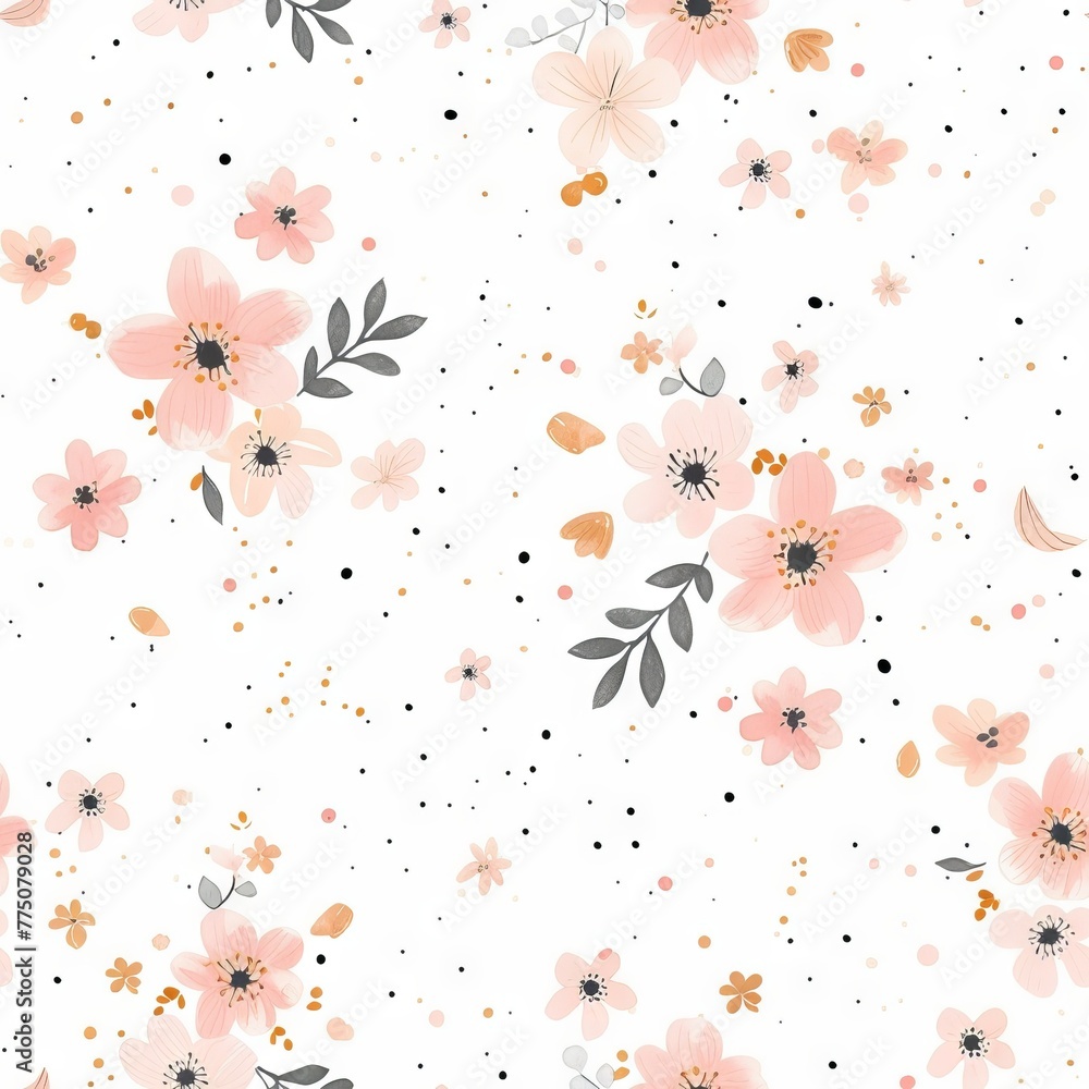 Aufkleber textile pattern with a pattern of multi-colored ornate plants and leaves on a light background. conc