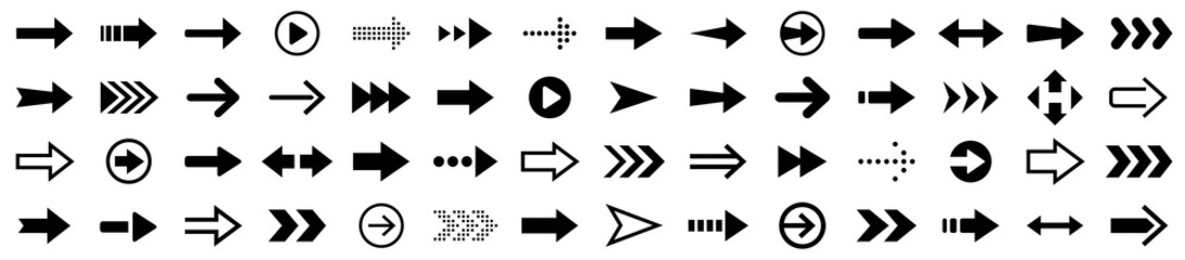 Arrows big set. Mega set of vector arrows. Arrow. Cursor. Modern simple arrows. Vector illustration.
