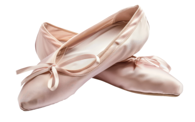 Graceful Ballet Shoes Resting on the Floor isolated on transparent Background