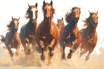 A herd of horses running fast