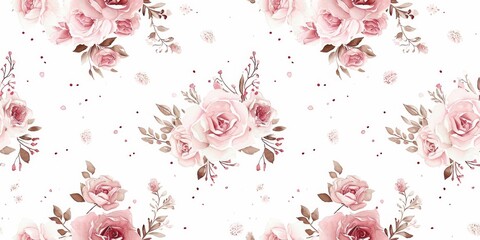 Watercolor illustration with a floral pattern depicting roses and other flowers in pastel colors on a white background.
Concept: Art, invitations, textile design, branding packaging, holiday cards. - obrazy, fototapety, plakaty