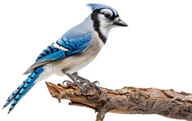 Avian Majesty: Blue Jay Amidst Wooden Branches isolated on transparent Background