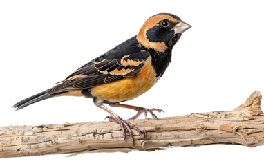 Woodland Melodies: Bobolink Rests on Branch isolated on transparent Background