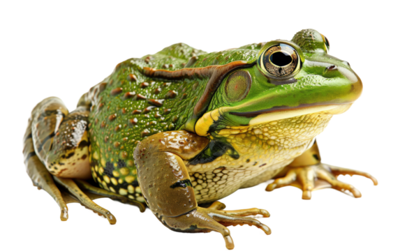 Bullfrog Ballad: Nature's Amphibious Wonder isolated on transparent Background