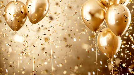 Gold Balloons and Confetti