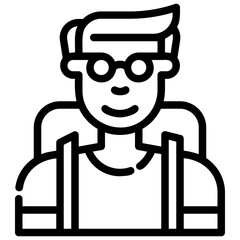 avatar with a backpack. vector single icon with a dashed line style. suitable for any purpose. for example: website design, mobile app design, logo, etc.