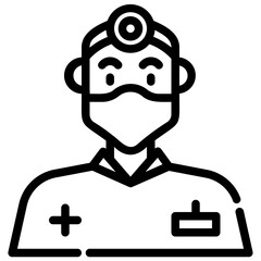 avatar surgeon man. vector single icon with a dashed line style. suitable for any purpose. for example: website design, mobile app design, logo, etc.